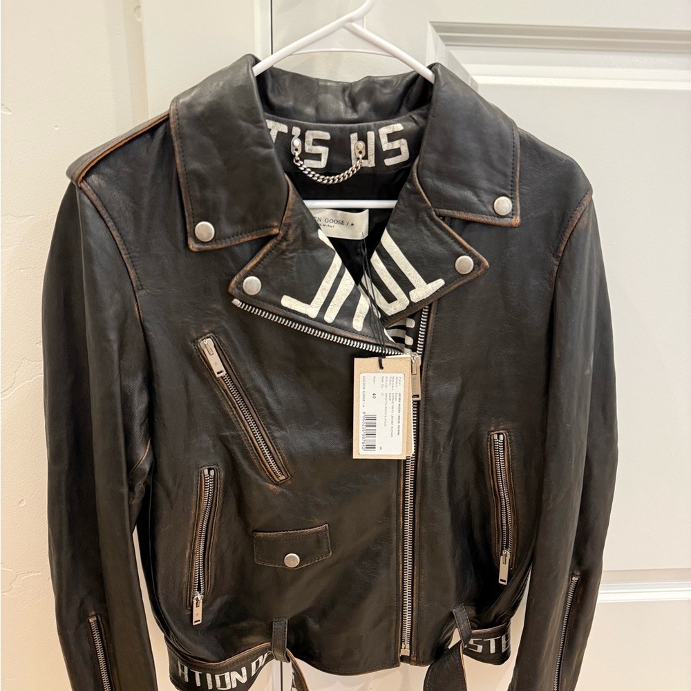 Golden Goose Dark Leather Moto Jacket